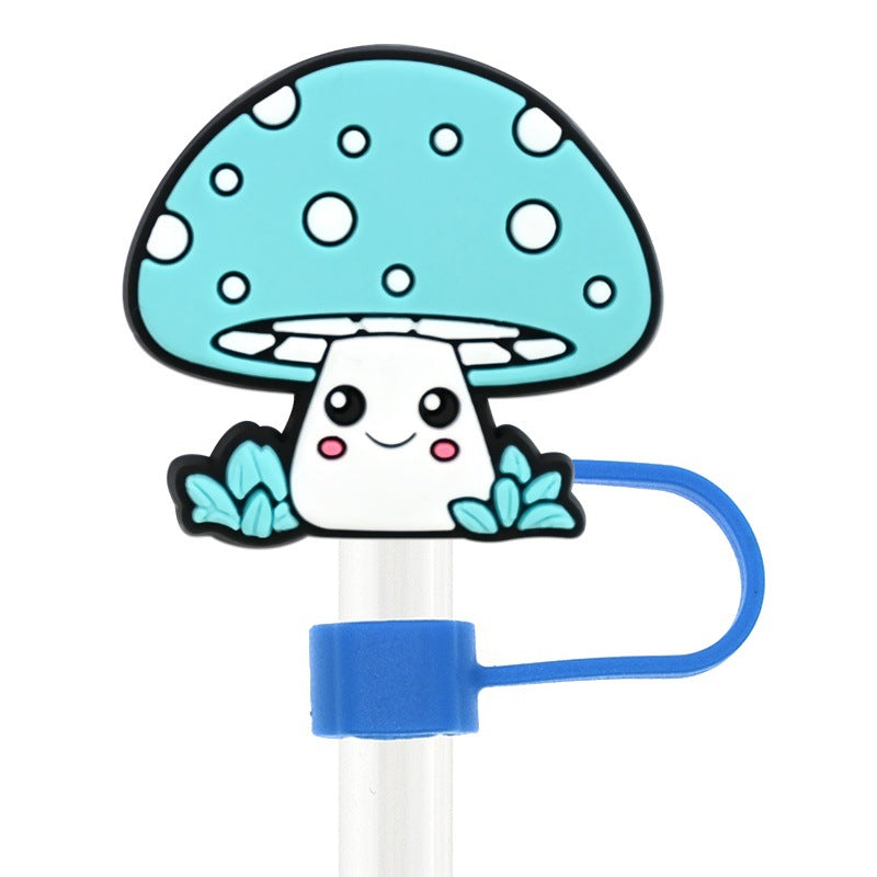 Wholesale Random 100pcs Cute Ice and Snow Series 10mm PVC Soft Straw Tube Cap  ACC-SCR-RYY109