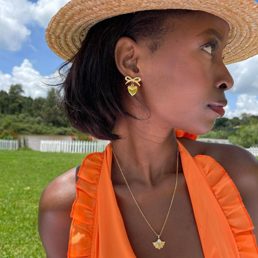 Wholesale 18K Gold Stainless Steel Love Pendant Earrings Heart Shaped Necklaces ACC-NE-GuDi015