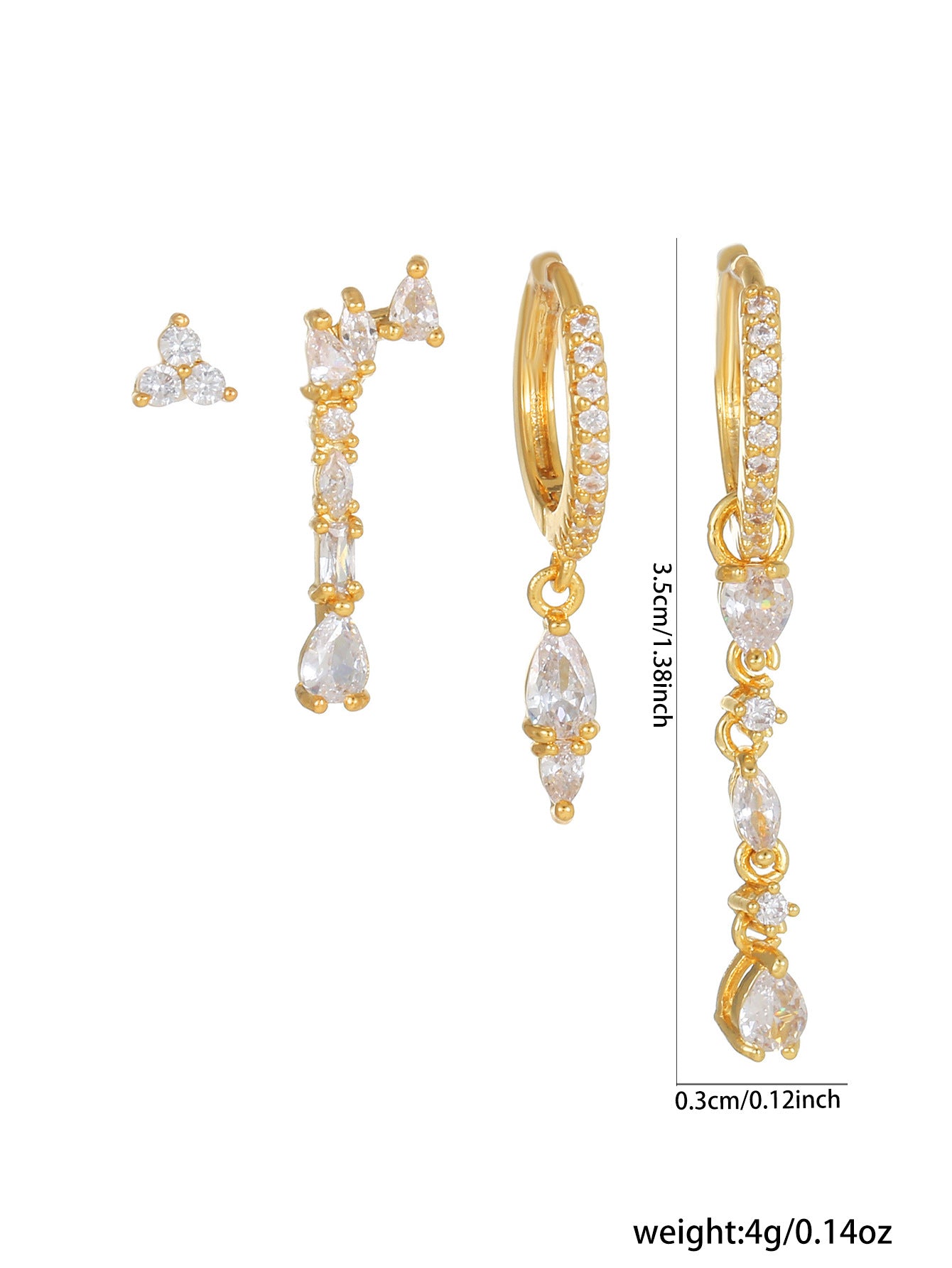 Wholesale geometric zircon ear studs earrings Valentine's Day