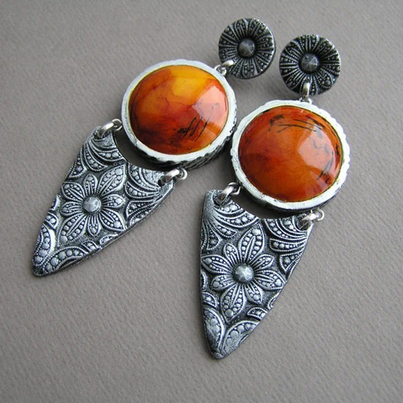 Wholesale Ethnic Style Metal Carved Long Earrings