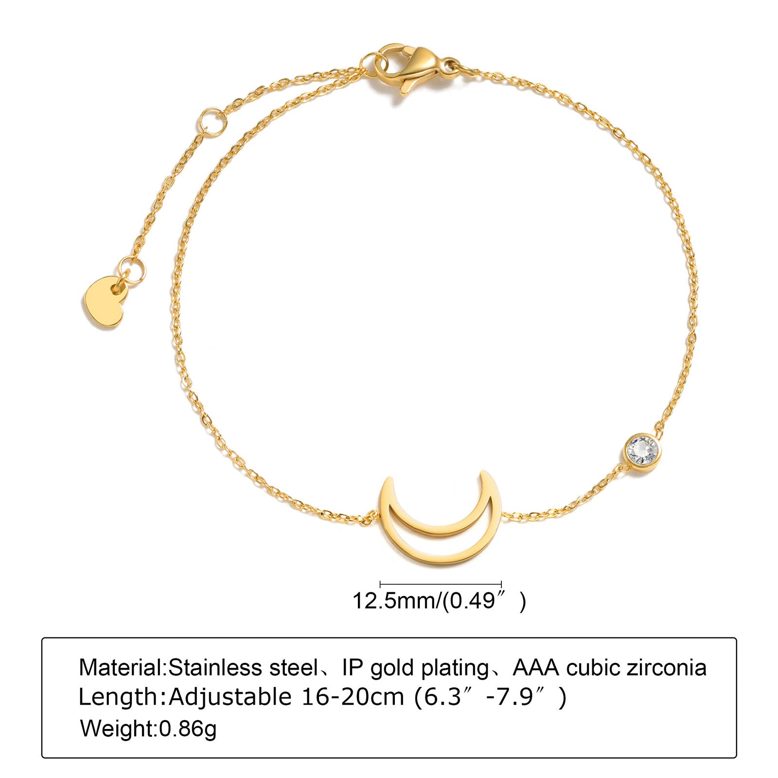 Wholesale Trendy Geometric Gold Stainless Steel Bracelet With White Colorful Zircon For Women Fashion Accessory Gift