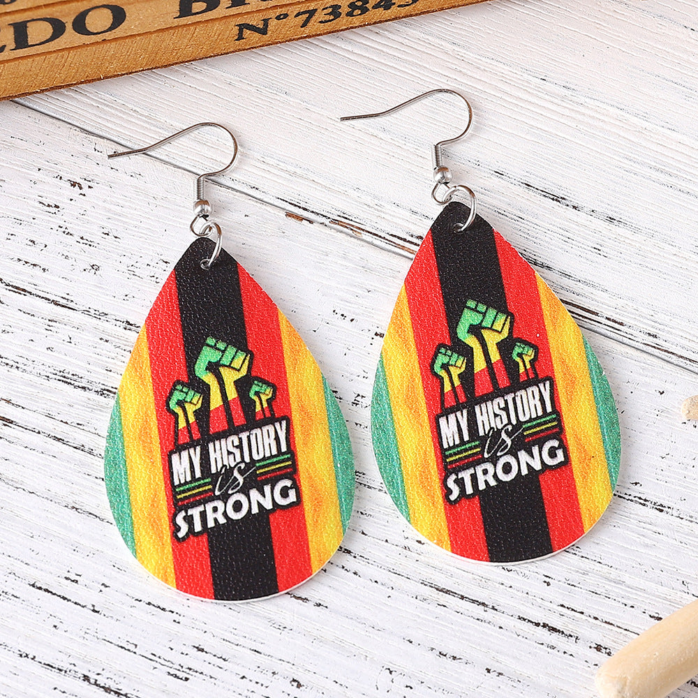 Wholesale Juneteenth Double Sided PU Leather Earrings