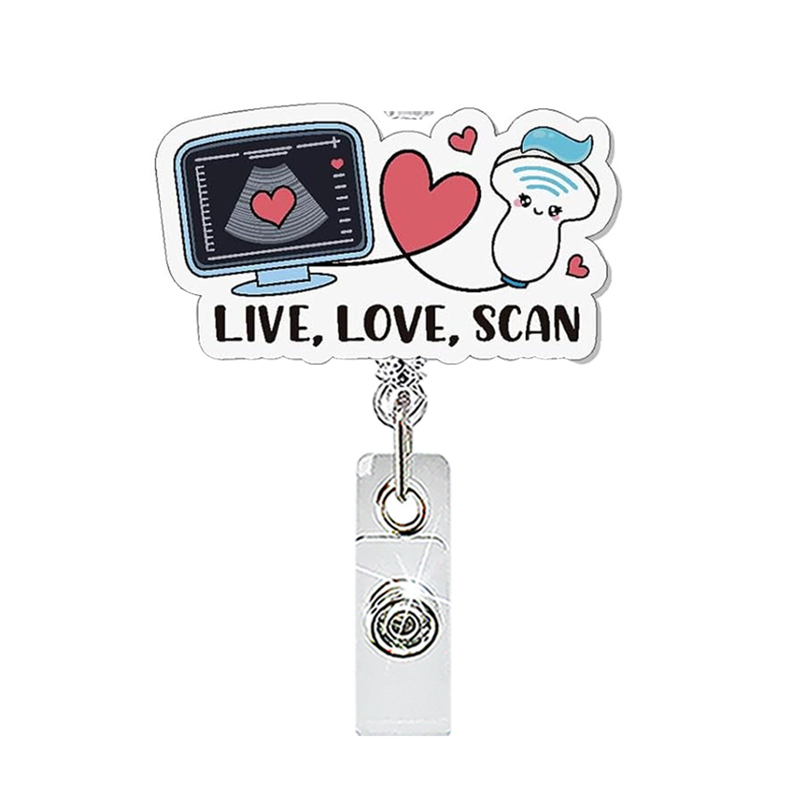 Wholesale Acrylic Retractable Badge Reel with Doctor Nurse Cartoon Design for Clinic Use