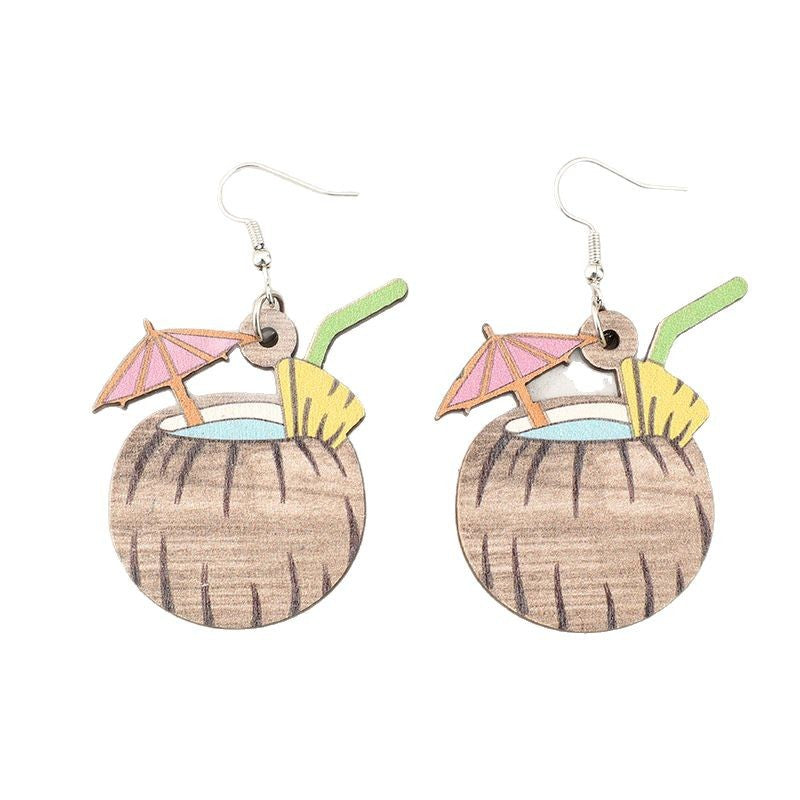 Wholesale  Milk Fruit Creative Wooden Earrings