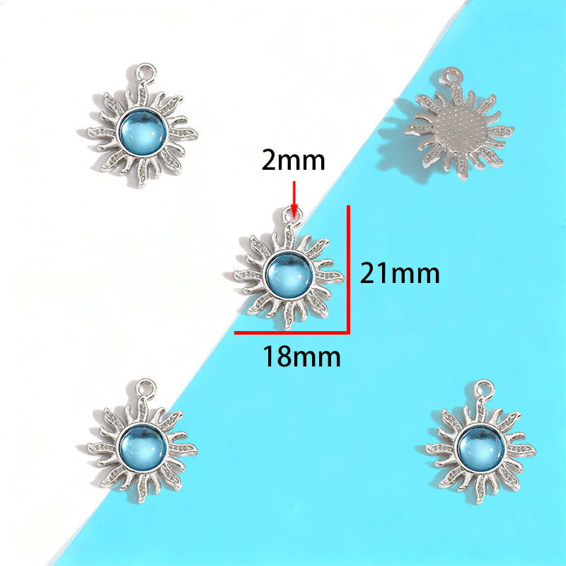 Wholesale Electroplated Zinc Alloy Blue Star Moon Resin Inlay Pendant Charms For DIY Jewelry Making Bag Charm Keychain Everyday Wear