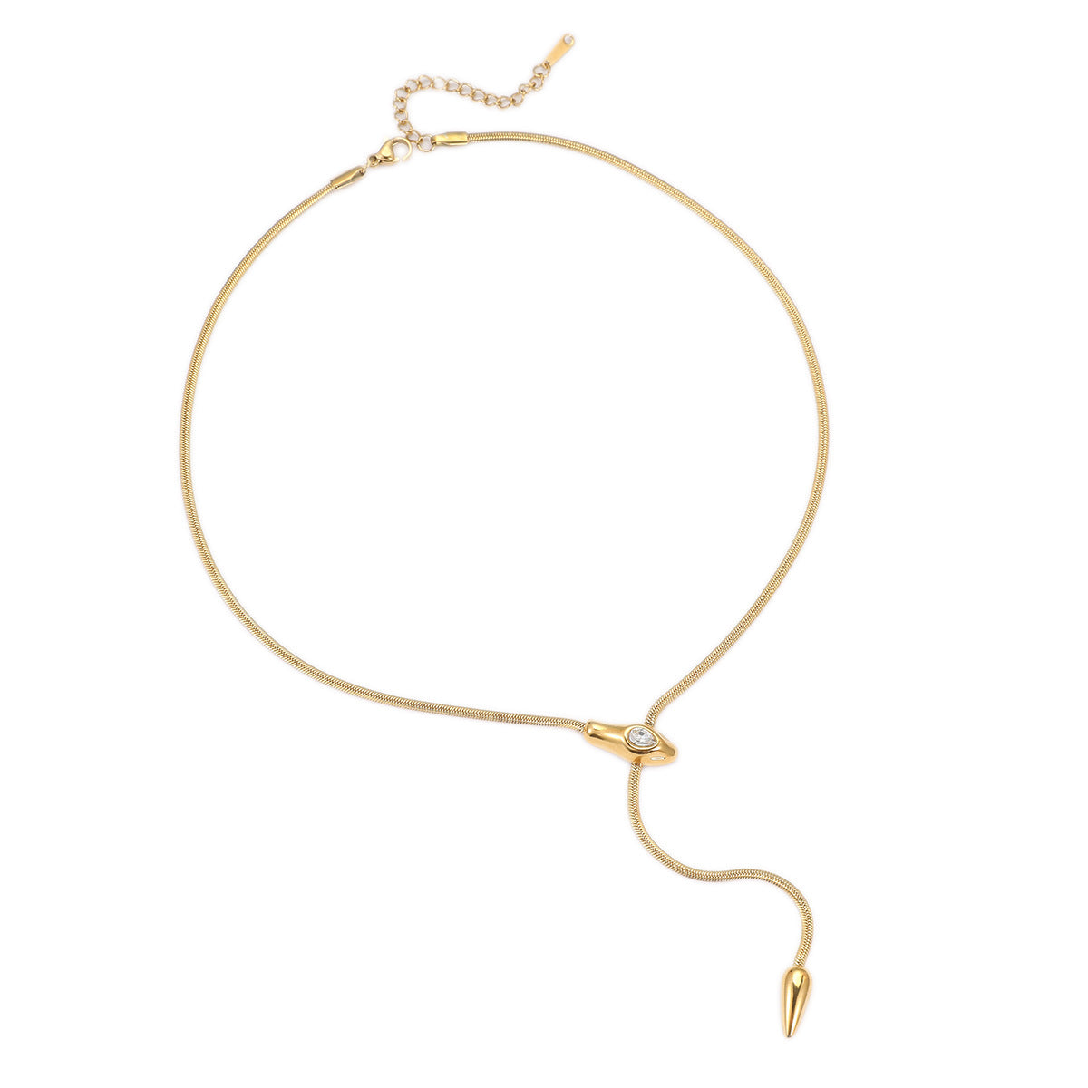 Wholesale Snake-shaped thin snake chain stainless steel necklace with zircon clavicle chain