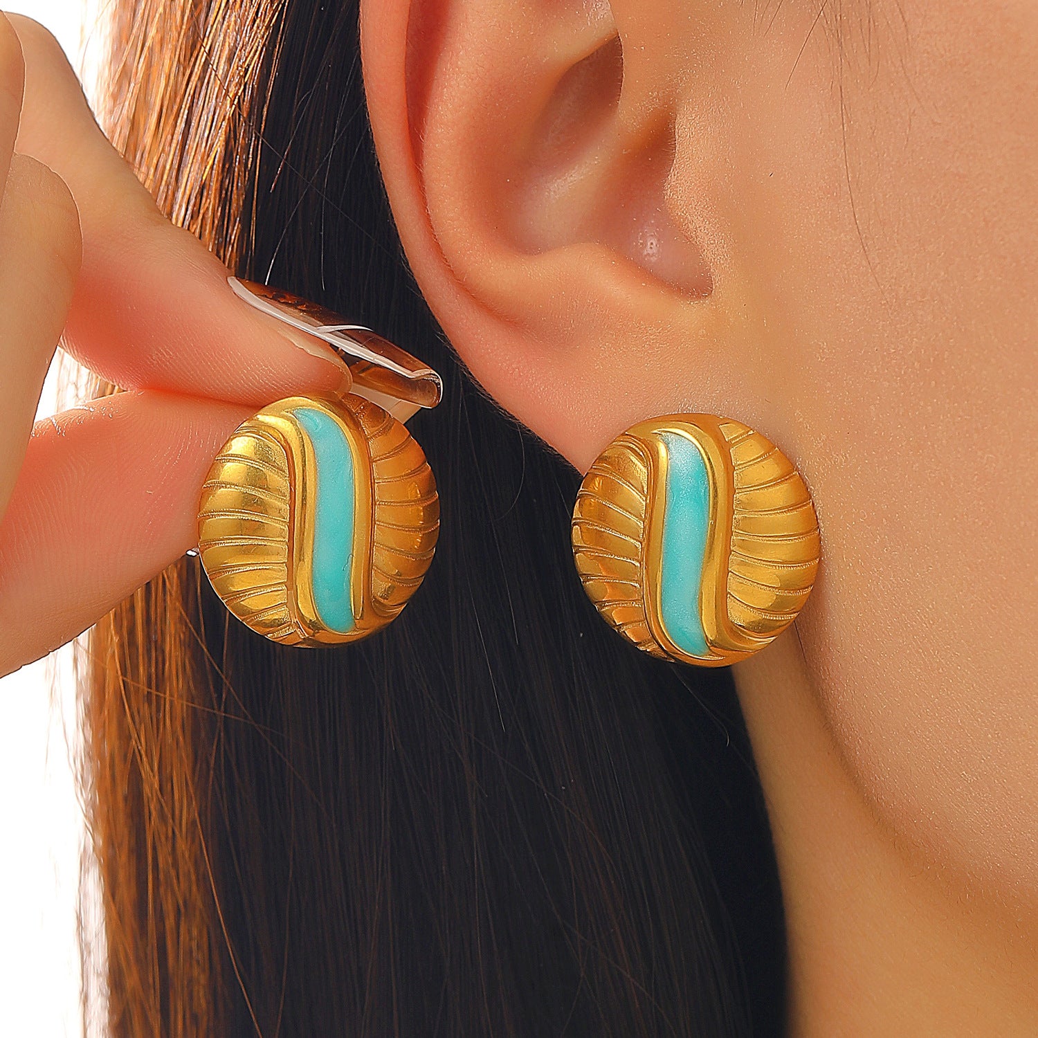 Wholesale Stainless Steel Electroplated Geometric Heart Sun Spiral Eye Earrings Stylish Women S Jewelry Accessory