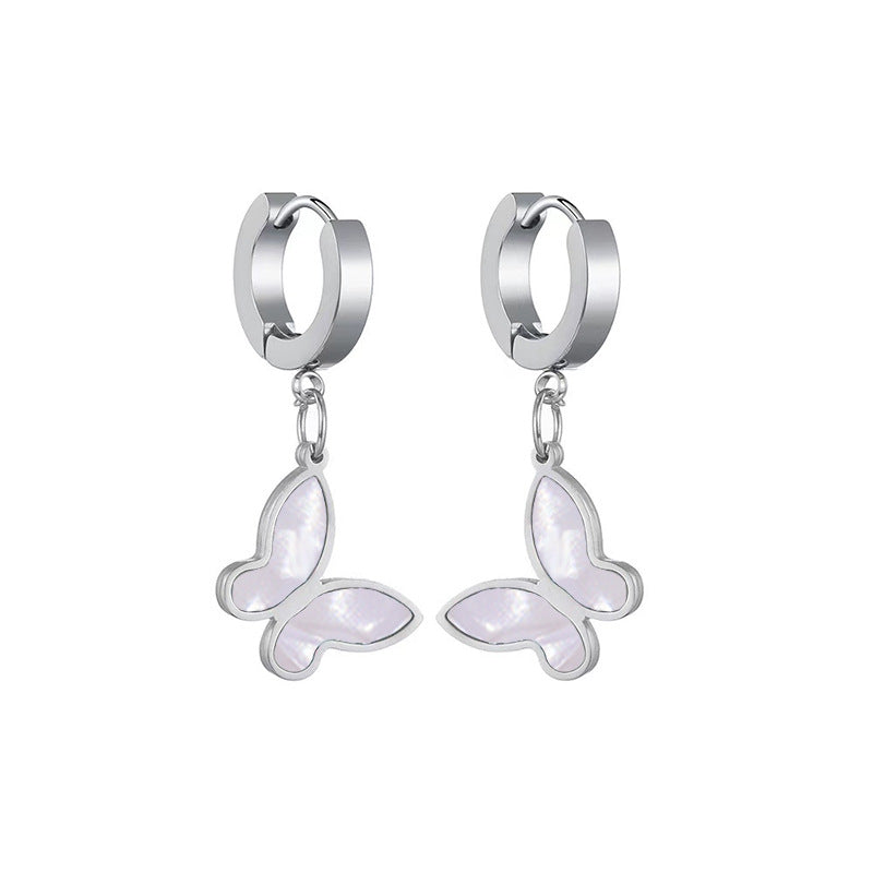 Wholesale Korean Chic Butterfly Earrings Titanium Steel Electroplated Jewelry Accessory Gift for Women
