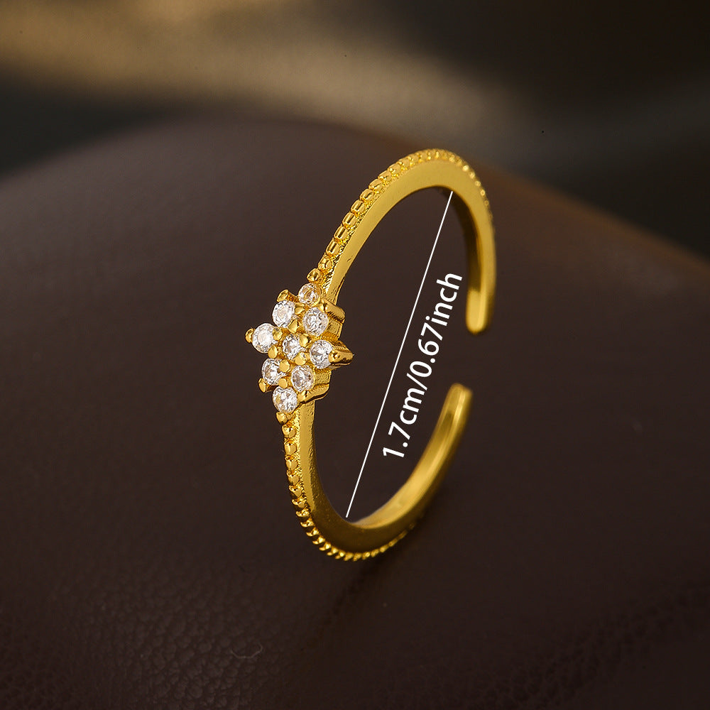 Wholesale Geometric Hollow Out Adjustable Ring For Women Copper Zircon Fashion Jewelry Gift