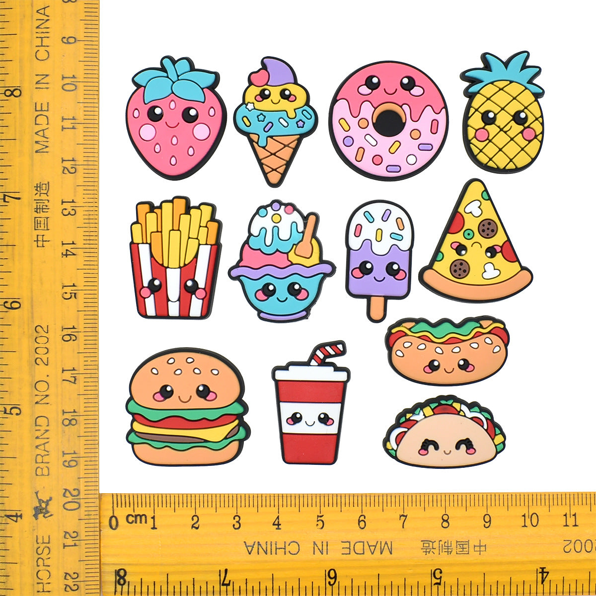 Wholesale Random 100pcs Cartoon Food Series  PVC Soft Rubber Shoe Buckle Decoration