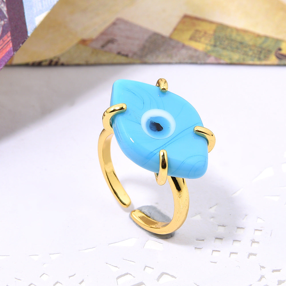 Wholesale Bohemian copper inlaid glass eye ring