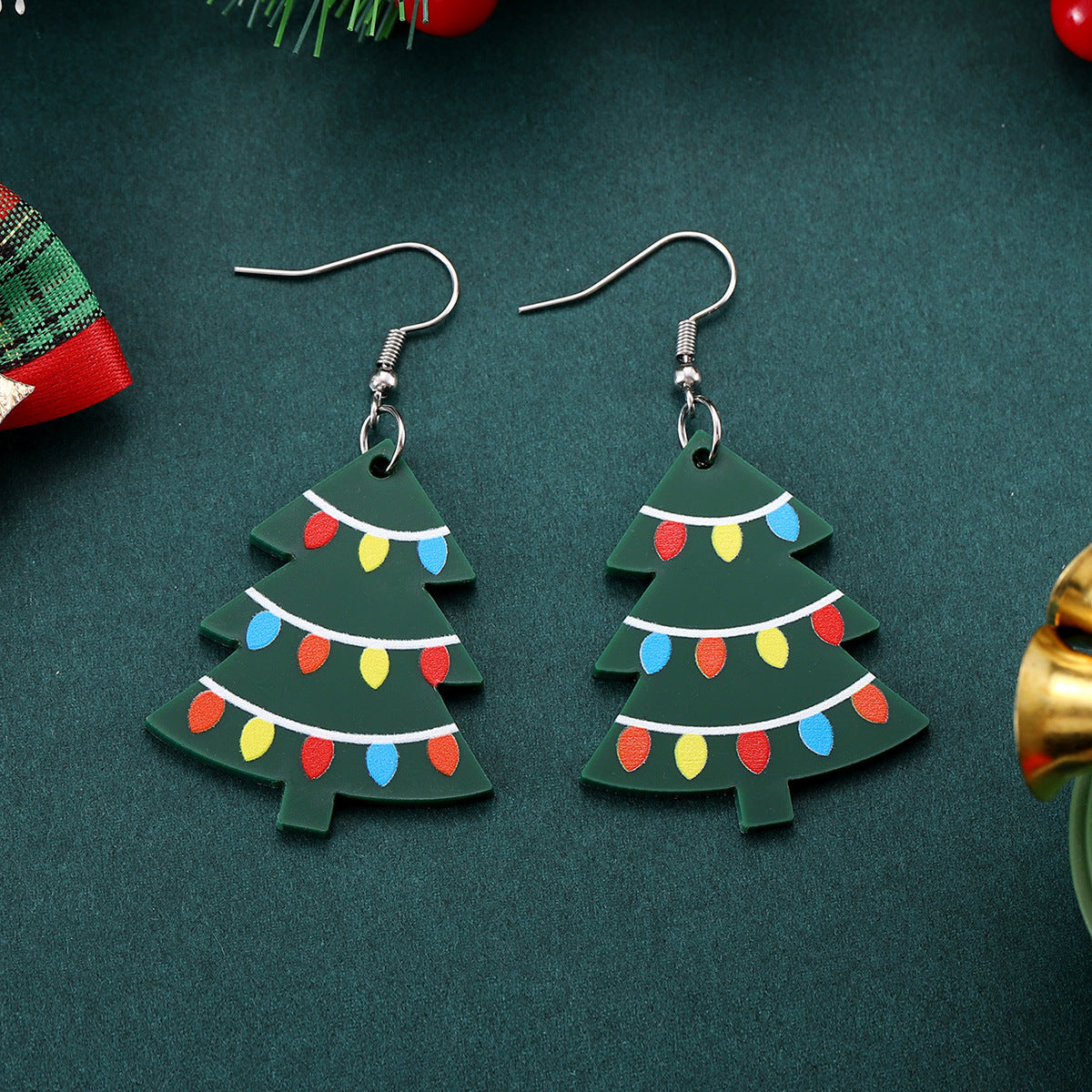 Wholesale Christmas lights Christmas tree pendant earrings acrylic Christmas earrings