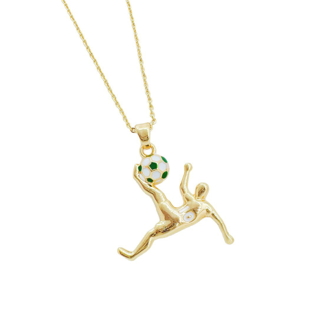 Wholesale Gold Plated Copper Football Pendant Necklace