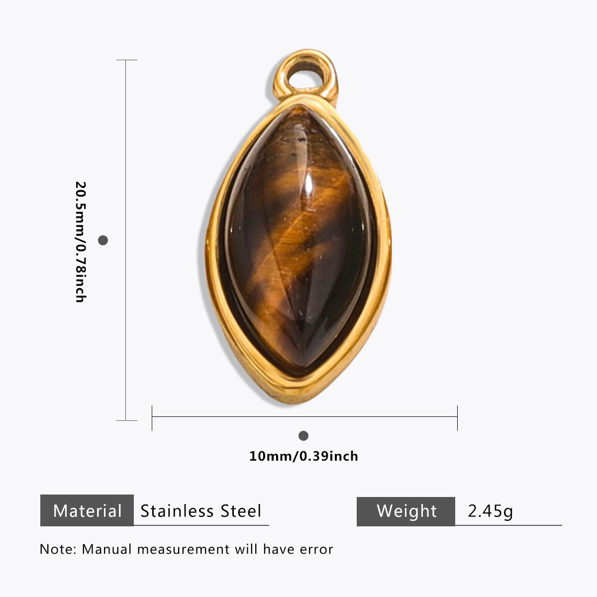 Wholesale Stainless Steel Maillard Tiger Eye Pendant