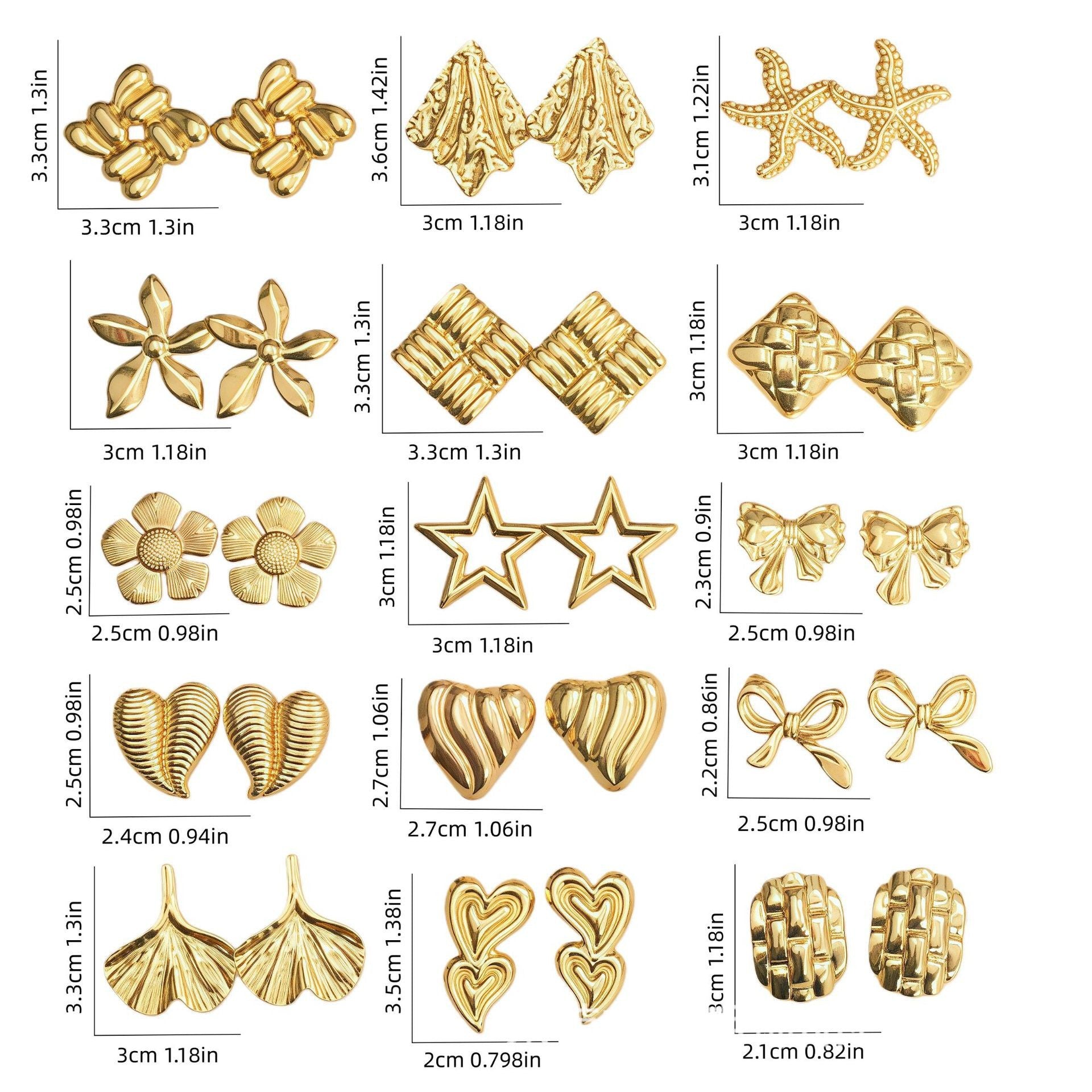 Wholesale Vintage Stainless Steel Electroplated Gold Geometric Earrings