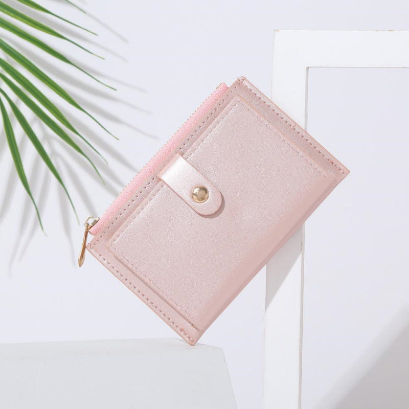 Wholesale Women S Multifunctional Card Holder And Coin Purse Solid Color PU Leather Sweet Chic Style For Everyday Use