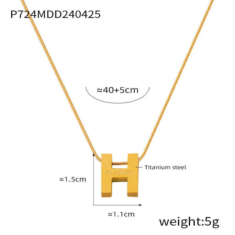 Wholesale Retro Love Water Drop Glass Stone Pendant Titanium Steel Gold Plated Necklaces ACC-NE-OMK007