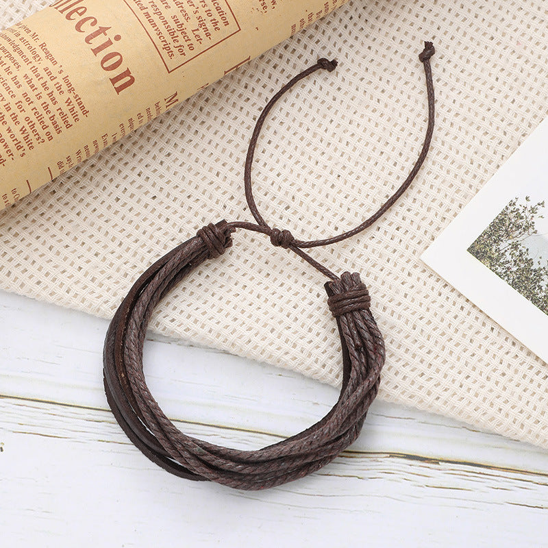 Wholesale Multi-layer Hand-woven Vintage PU Leather Bracelet ACC-BT-YTian013