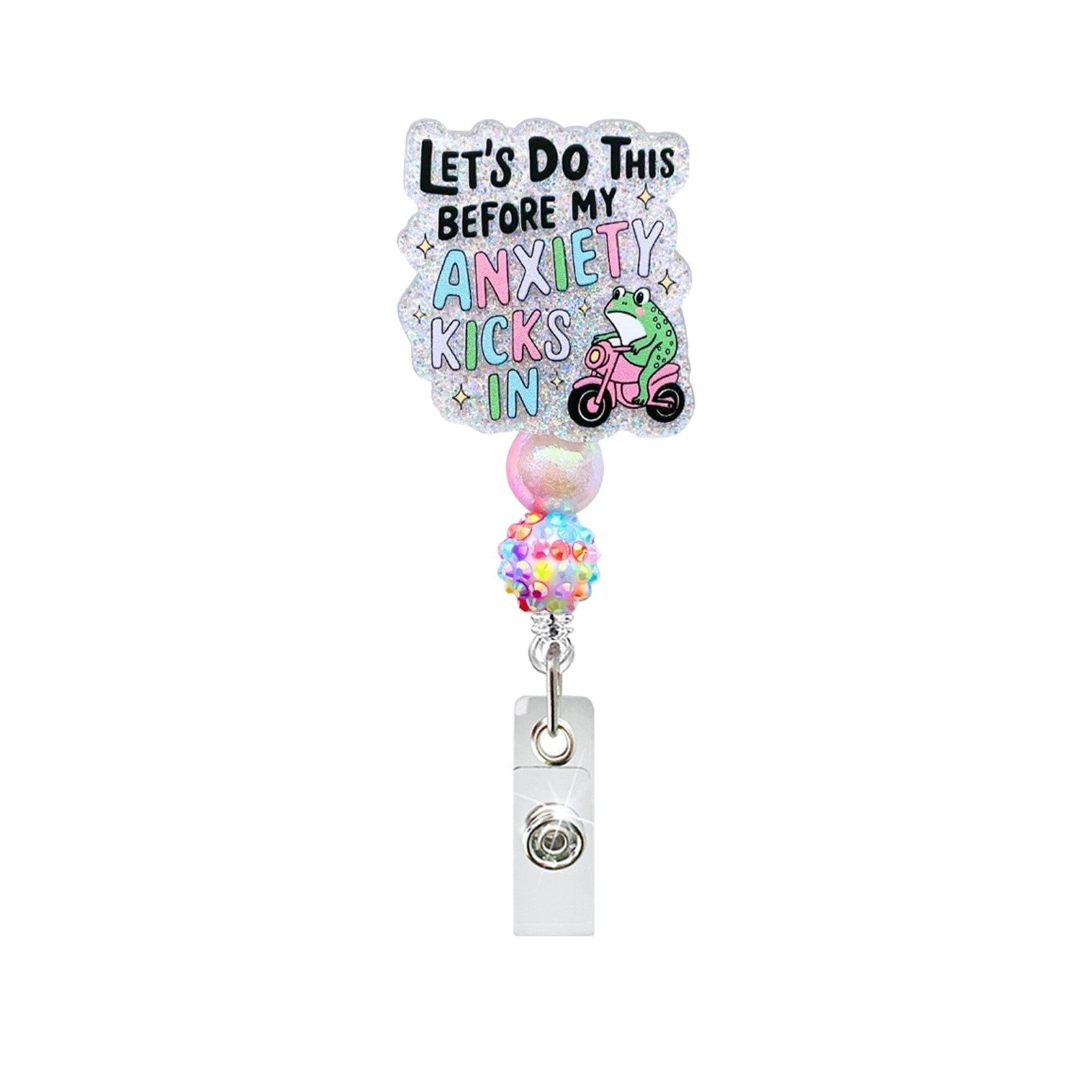 Wholesale Pink Acrylic Bowknot Retractable Badge Reel Keychain with Crocodile Clip - Trendy Car Key Accessory