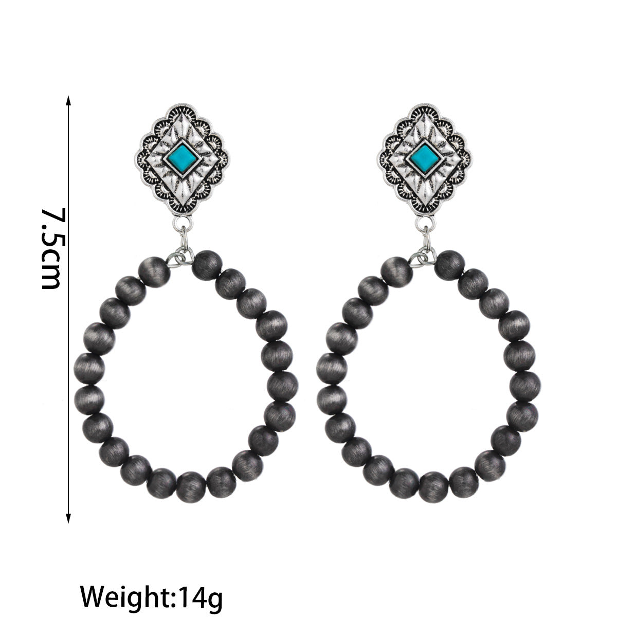 Wholesale Retro Ethnic Style Antique Silver Drop Pendant Earrings