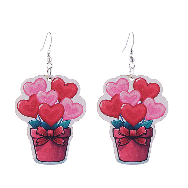Wholesale Valentine's Day Pink Series Love Hot Air Balloon Earrings ACC-ES-ChouT001