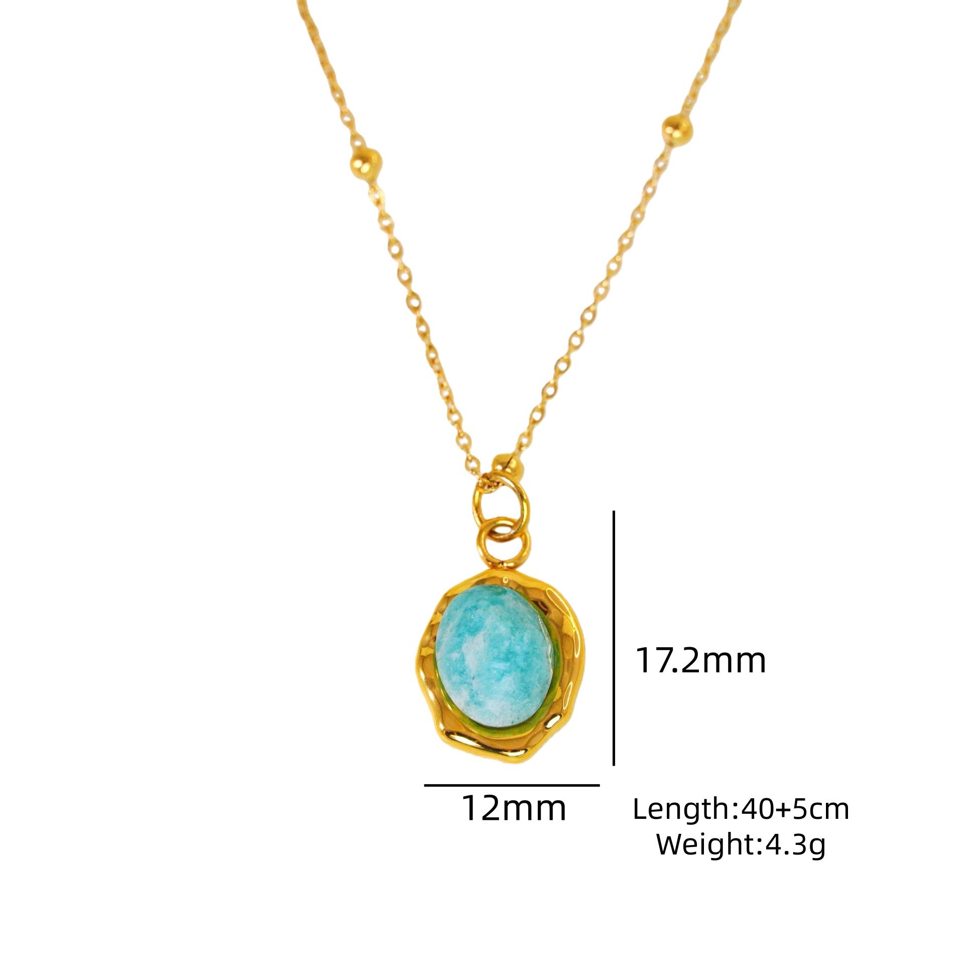 Wholesale Light Luxury Blue Tianhe Stone 14K Gold Plated Titanium Steel Necklace,  Fashion Jewelry Accessory Gift