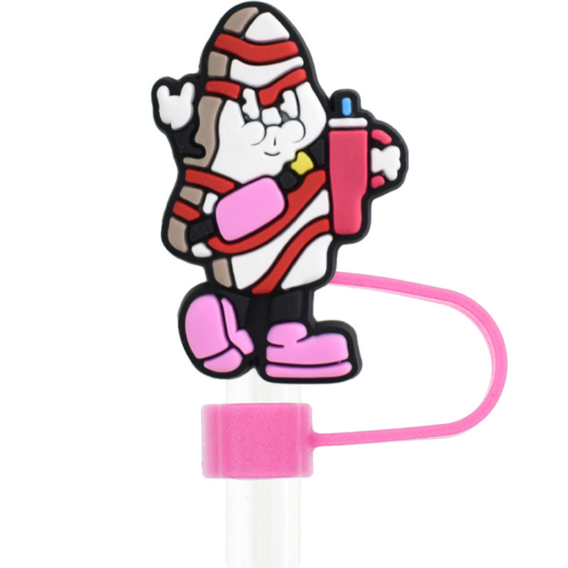 Wholesale Random 100pcs Christmas 10mm PVC Soft Straw Tube Cap ACC-SCR-RYY091