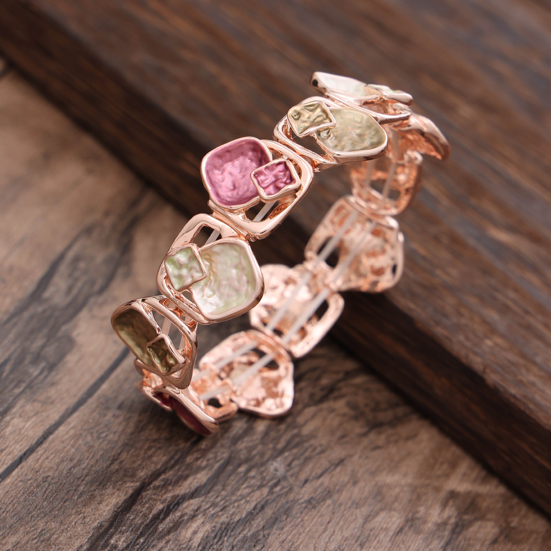 Wholesale  square geometric stitching environmental protection alloy bracelet