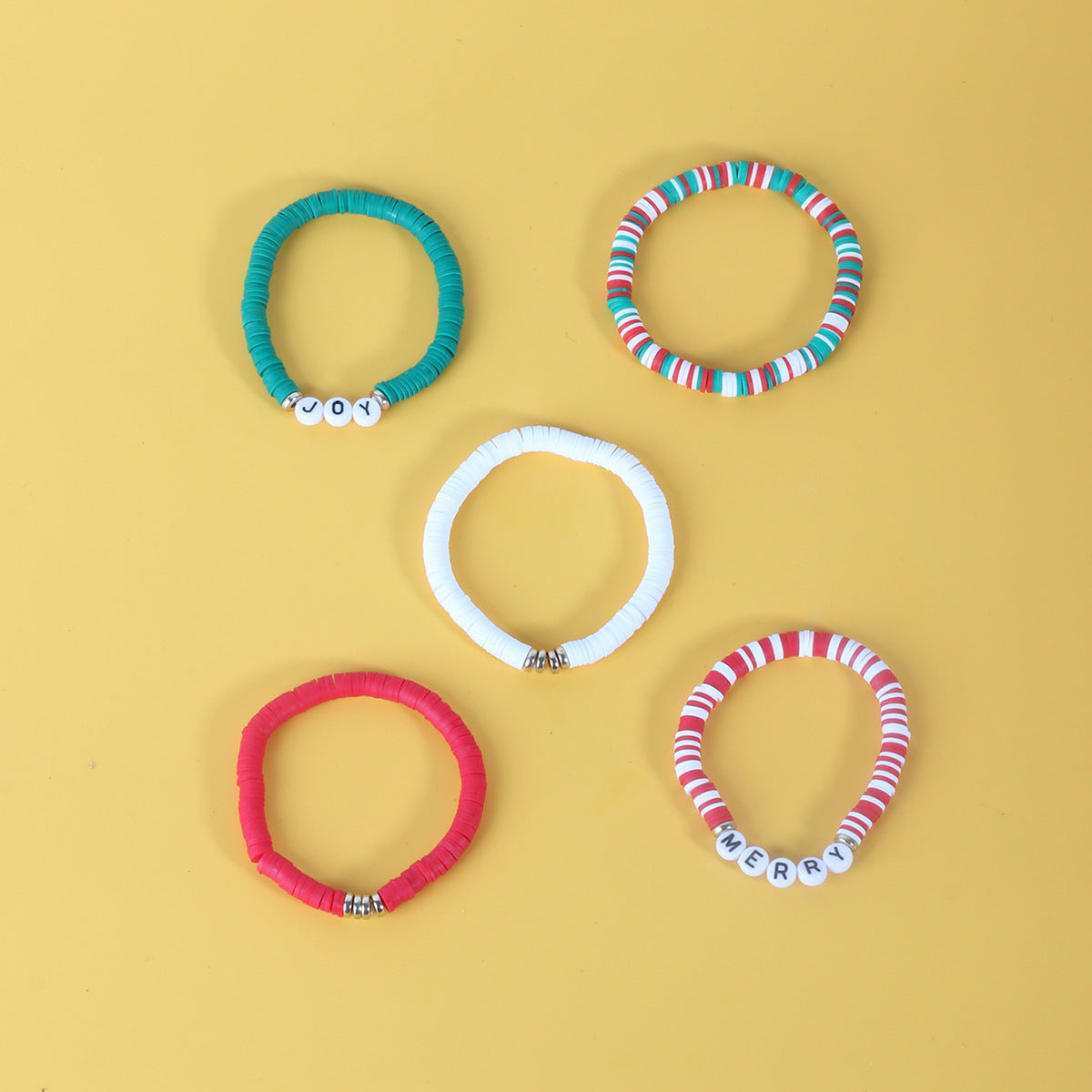 Wholesale Bohemian Christmas Letter Multi-layer Hand Decoration Soft Clay Elastic Bracelet ACC-BT-Yiran003