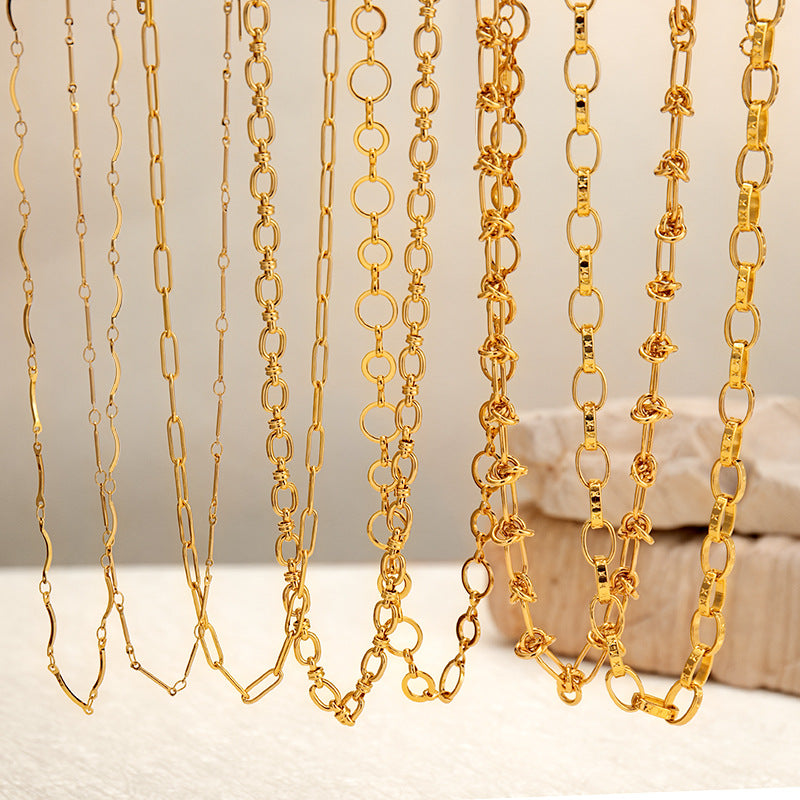 Wholesale 18k Gold Plated Oval Chain Cuban Link Necklace Fashion Jewelry for Women Everyday Wear