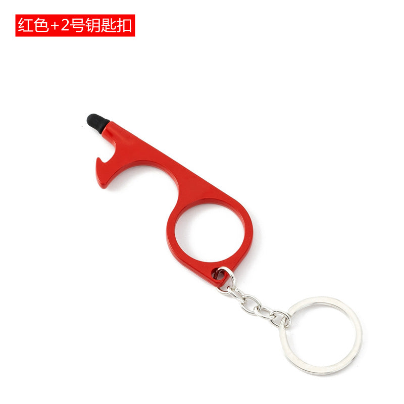 Wholesale Multifunctional Door Opener Zinc Alloy Touch Screen Contactless Door Opener Keychain