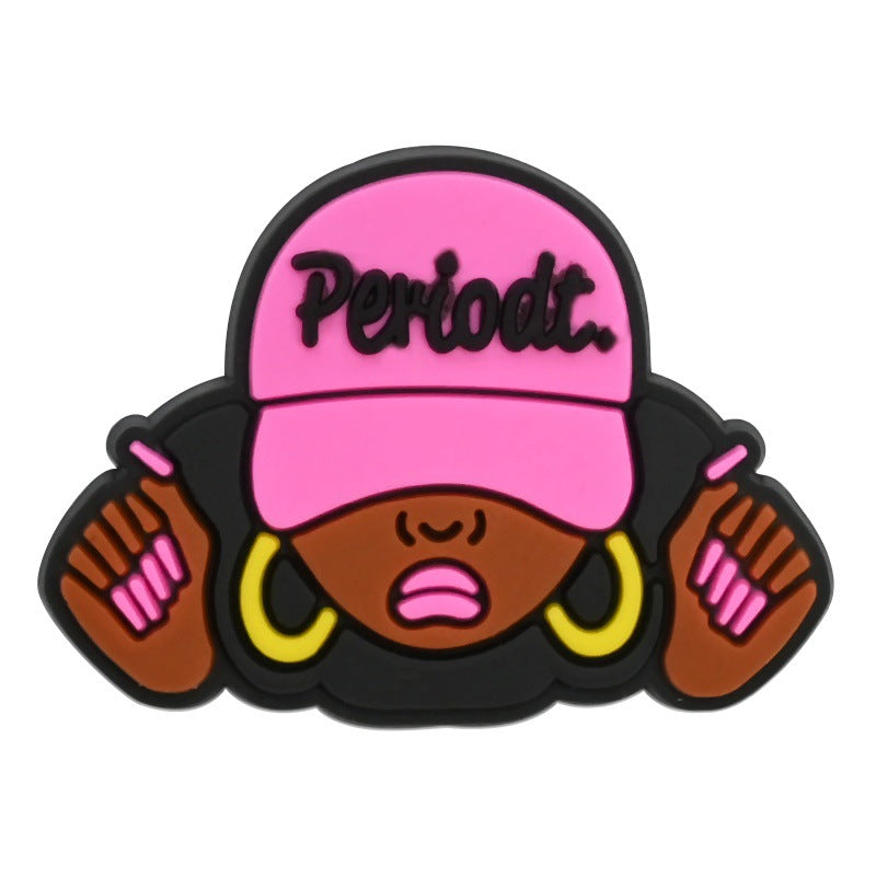 Wholesale  Random 100pcs  Black Girl SeriesPVC Soft Rubber Shoe Buckle Decoration