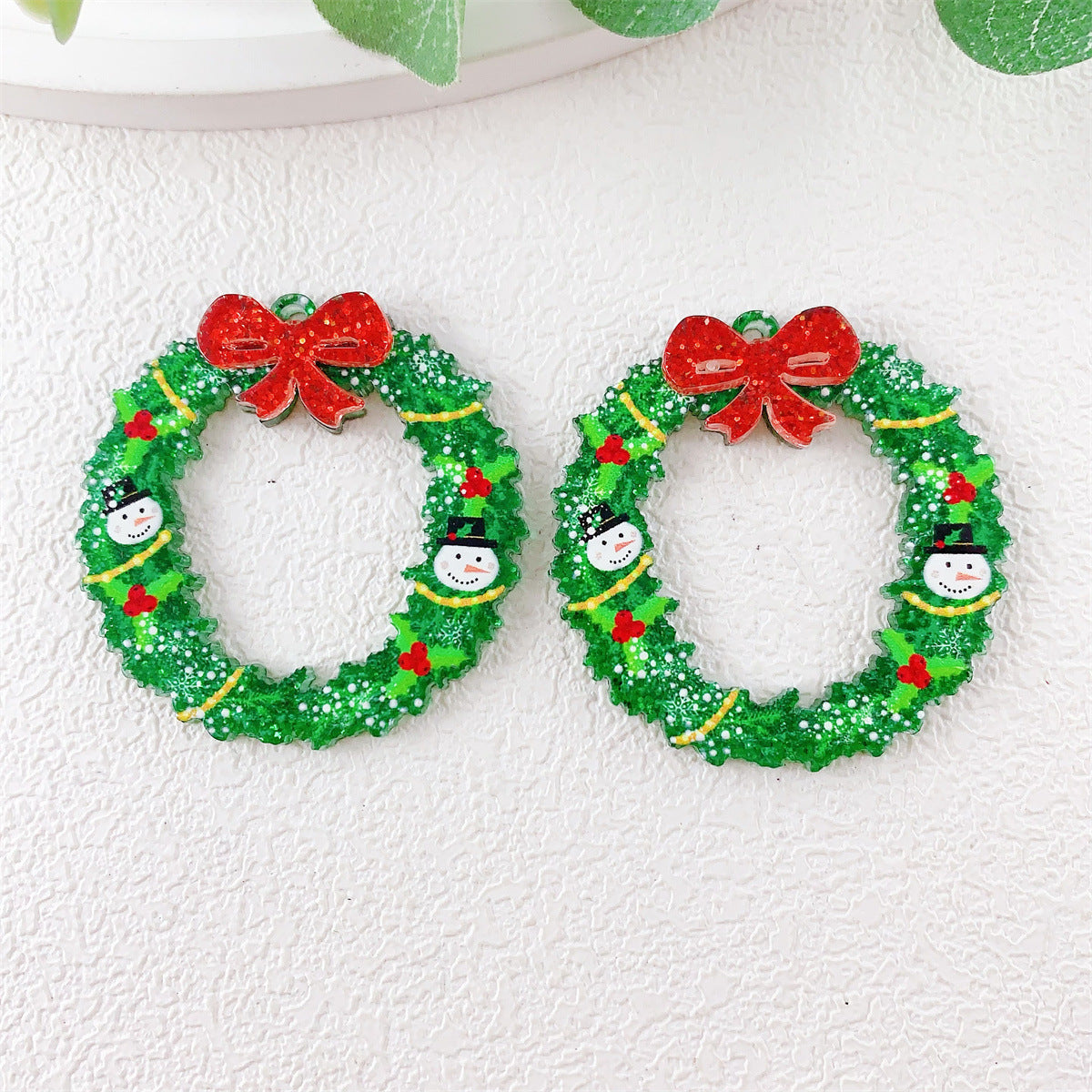 Wholesale 10pcs Acrylic Double Layer Christmas  Pendant