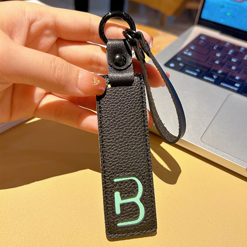 Wholesale Leather 26 Letter Keychain Chic Car Key Accessory Decorative Bag Charm