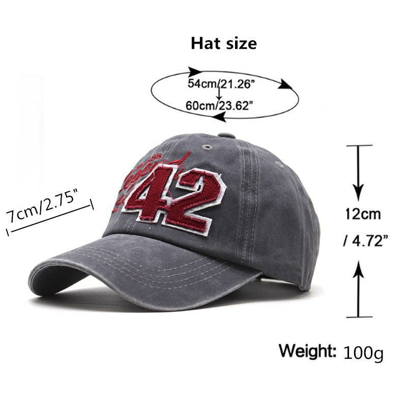 Wholesale  outdoor baseball cap number 42 embroidery washed baseball cap
