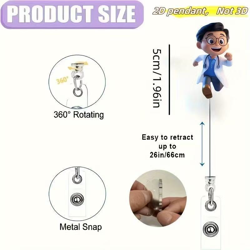 Wholesale Decorative Acrylic Badge Reel with  Heart Demon Design,  Retractable ID Holder for Resale