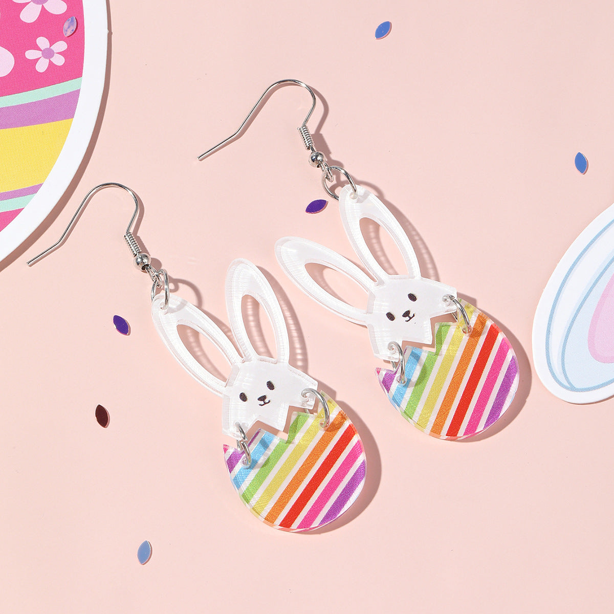 Wholesale Acrylic Easter bunny and egg earrings