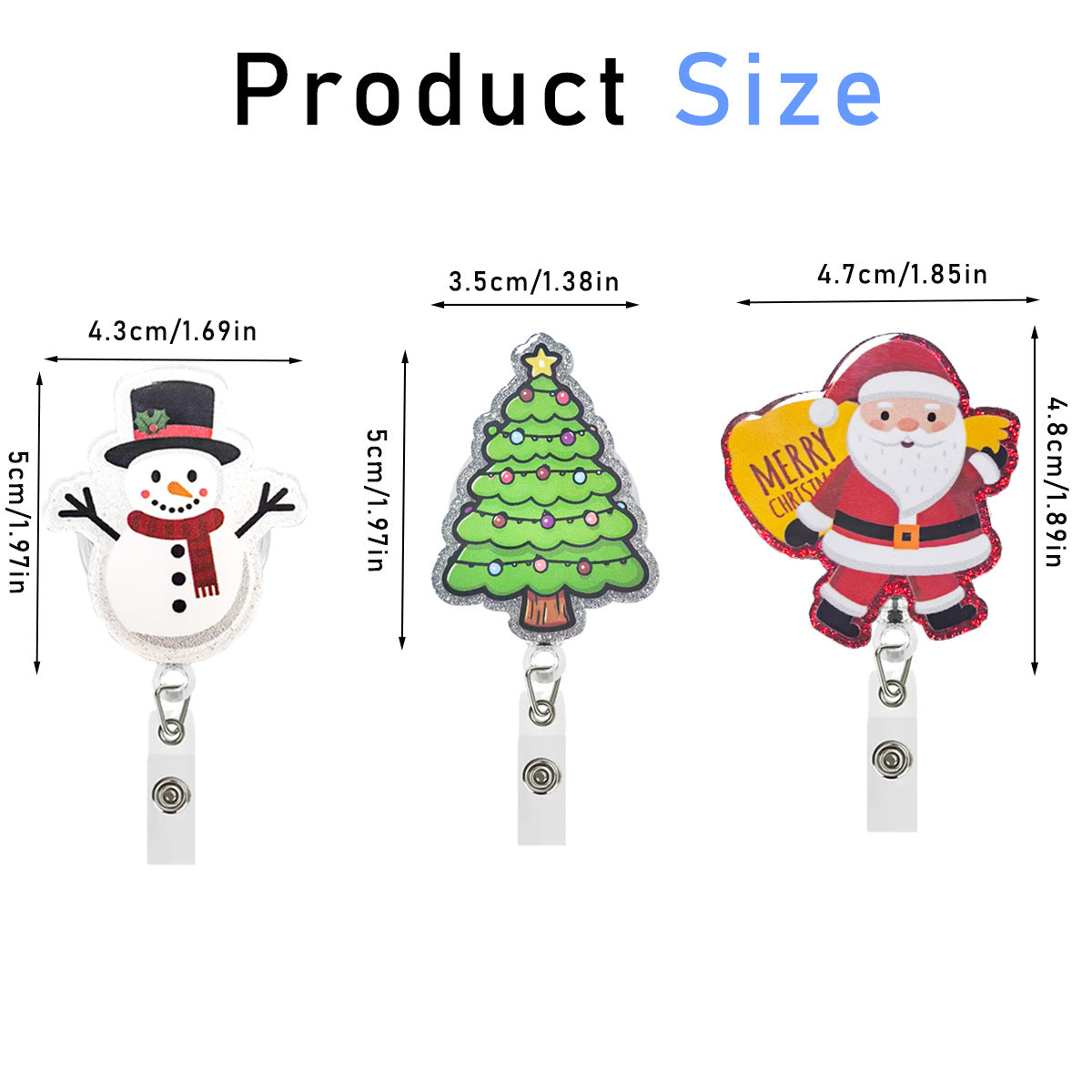 Wholesale acrylic telescopic Christmas rotating Badge Reels