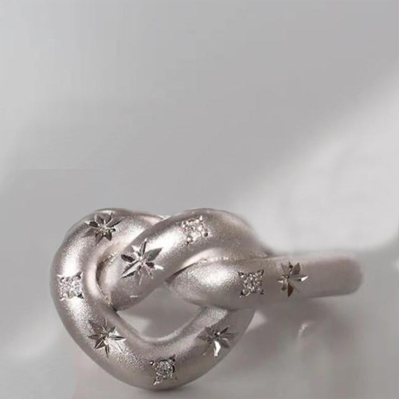 Wholesale Personality Simple Love Knot Star Diamond Open Ring Fashion Couple Ring