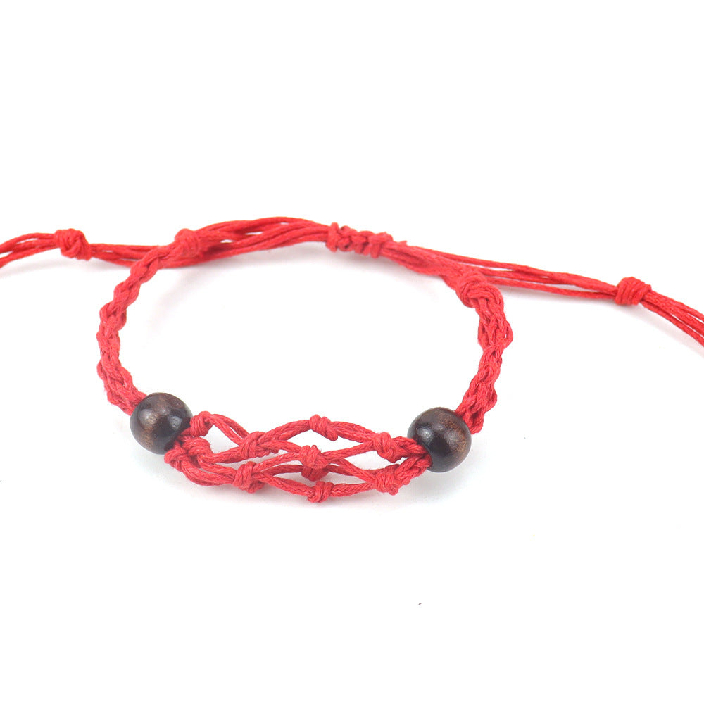 Wholesale Natural Stone Crystal Handwoven Mesh Bag Bracelet Adjustable Retractable Mesh Bag ACC-BT-HanX001