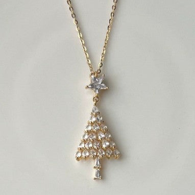 Wholesale Christmas tree-themed holiday pendant necklace