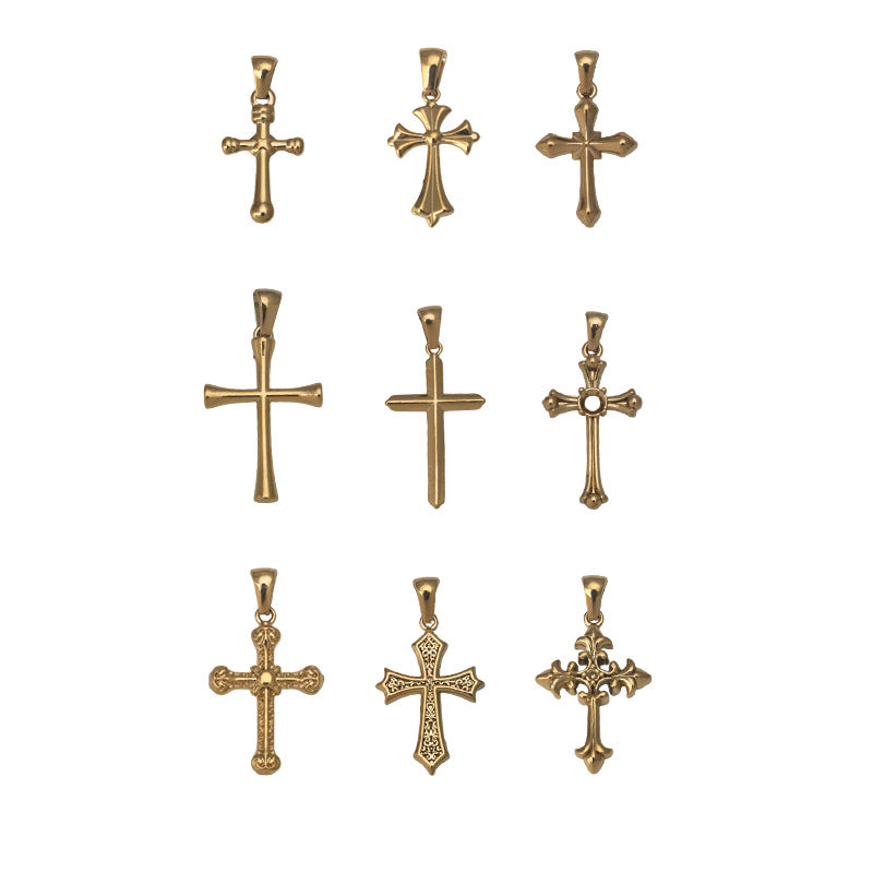 Wholesale Stainless Steel Simple Gold Variety Cross Pendant