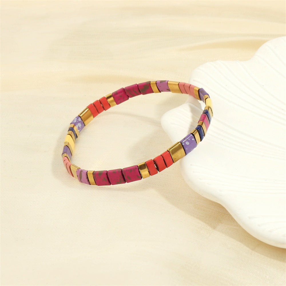 Wholesale Pull-on beaded bracelet Simple Bohemian hand-woven stretch bracelet