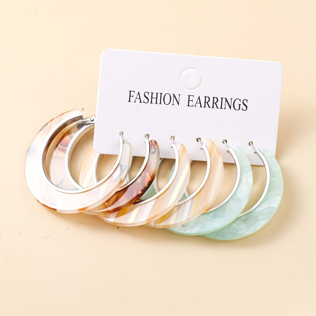 Wholesale Modern Acetate C-Shaped Round Earrings Geometric Design Gift Jewelry Accessory
