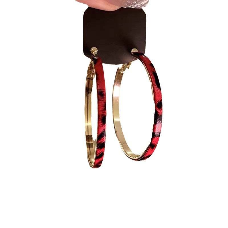 Wholesale Leopard Print Large Circle Leather Earrings