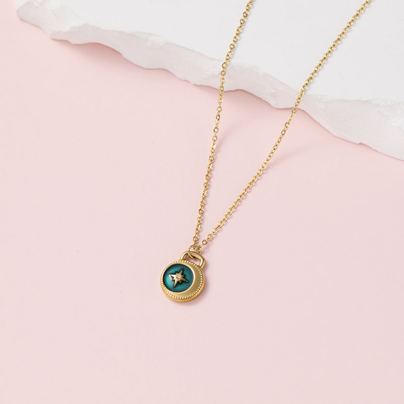 Wholesale Titanium Steel Necklace Moon Clavicle Chain Choker Necklace ACC-NE-Yazhi006