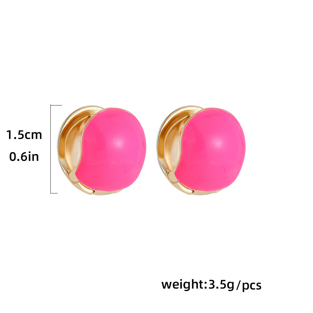Wholesale  drop oil enamel candy-colored earrings double-sided color love ear buckle