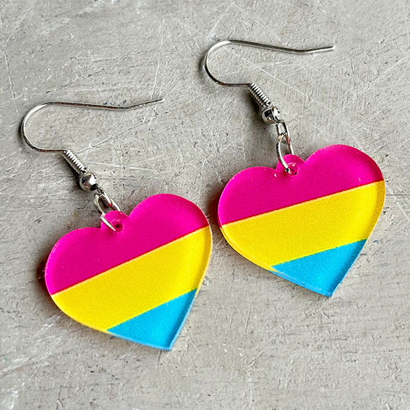 Wholesale 2 Pairs/pack LGBT Rainbow Heart Acrylic Earrings ACC-ES-HY065