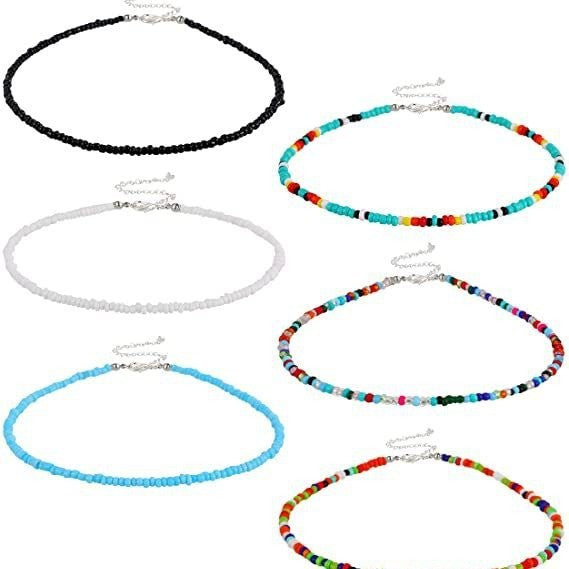 Wholesale  Bohemian Short  Handmade Color Rice Bead Necklace