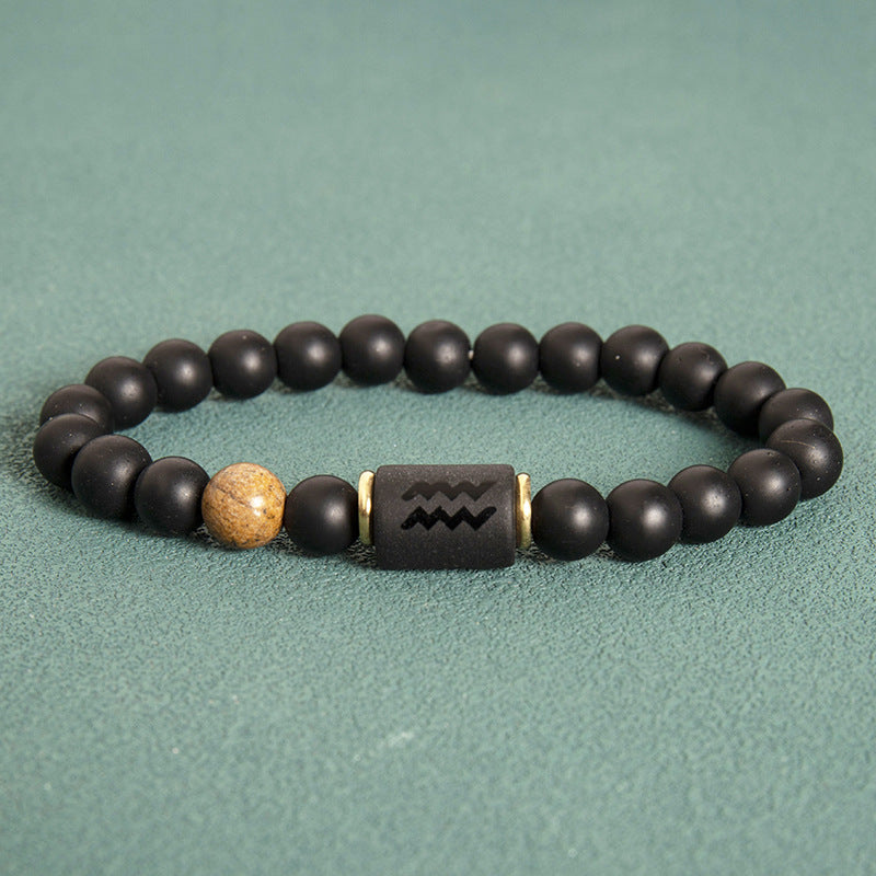 Wholesale 2pcs Zodiac Obsidian Natural Tiger Eye Stone Men's Beaded Bracelets ACC-BT-Xinc001